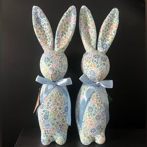 NEW Way To Celebrate Easter Blue Floral Bunny with Bow Set 16" Tabletop Decor